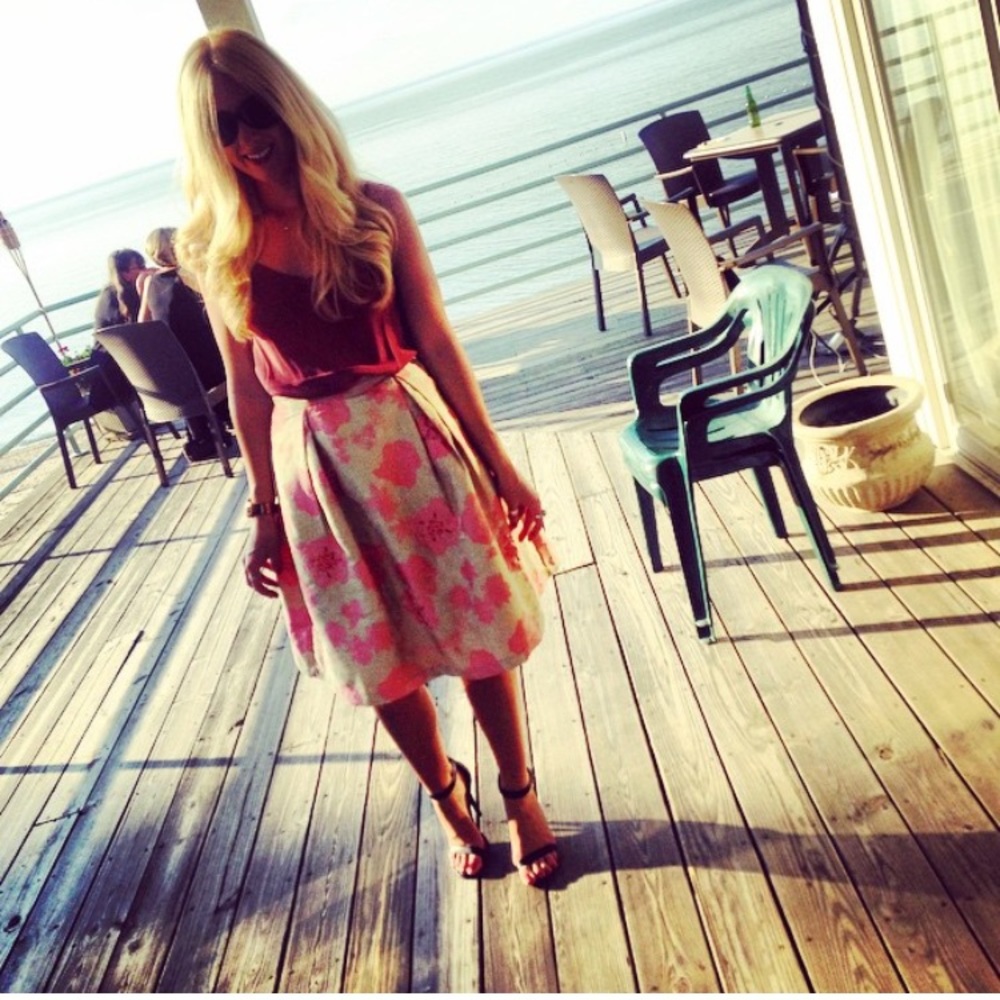 Pink  floral skirt. Only worn once !!